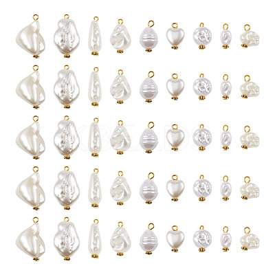 9 Sets 9 Style ABS Plastic Imitation Pearl Pendants KY-TA0001-23-1