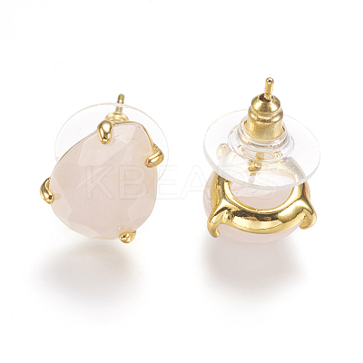 Natural Rose Quartz Stud Earrings X-EJEW-L196-03B-1