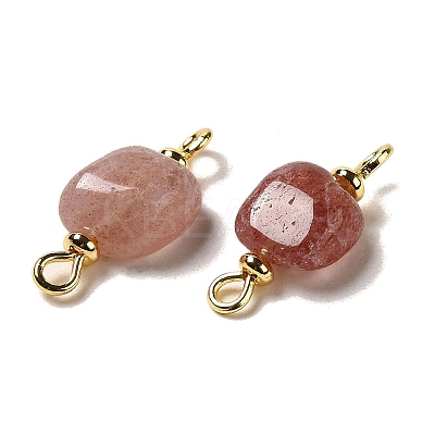 Natural Strawberry Quartz Connector Charms FIND-C046-11A-G-1