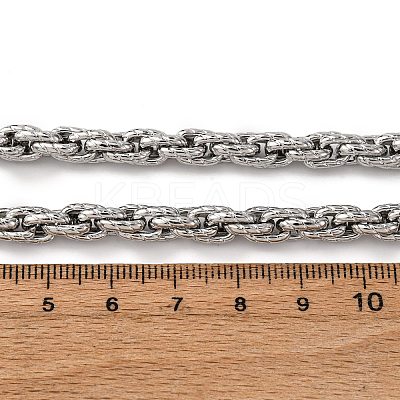6.5MM 304 Stainless Steel Textured Rope Chain Necklaces NJEW-T016-17P-1