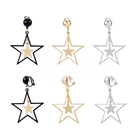3 Pairs 3 Colors Brass Clip-on Earrings EJEW-FI0002-71-1