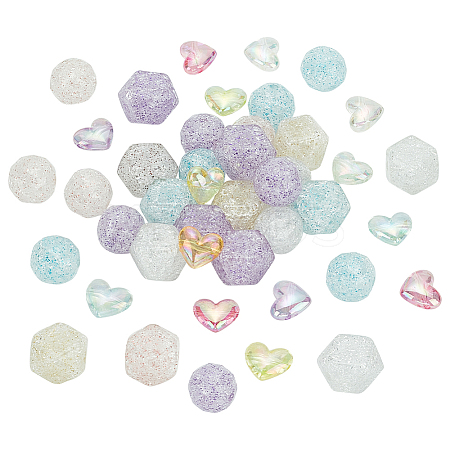 45pcs 3 styles Transparent Crackle Acrylic Beads TACR-PH0001-76-1