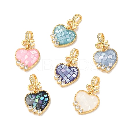 Rack Plating Brass Enamel Micro Pave Clear Cubic Zirconia Pendants KK-K380-05G-1
