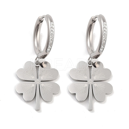 Clover 304 Stainless Steel Dangle Earrings EJEW-L283-080P-1