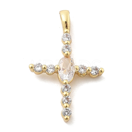Brass Micro Pave Clear Cubic Zirconia Pendants KK-L228-01G-02-1
