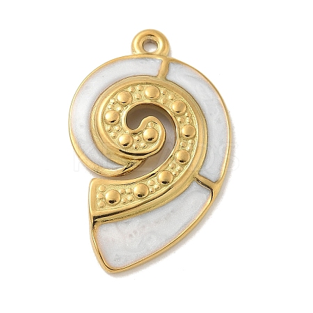 304 Stainless Steel White Enamel Pendants STAS-I322-80A-G-1