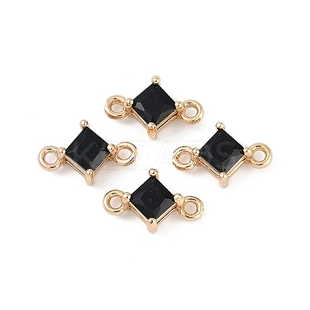 Brass Pave Glass Rhombus Links Connector Charms GLAA-Q088-001H-1