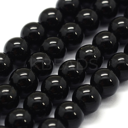 Natural Black Tourmaline Beads Strands G-G763-01-12mm-AB-1