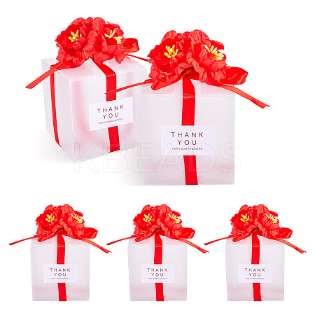 Clear PVC Candy Gift Packaging Boxes with Ribbon & Artificial Flower CON-TAC0001-20C-1