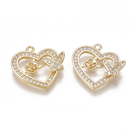 Brass Micro Pave Cubic Zirconia Peg Bails Pendants KK-T038-359G-1