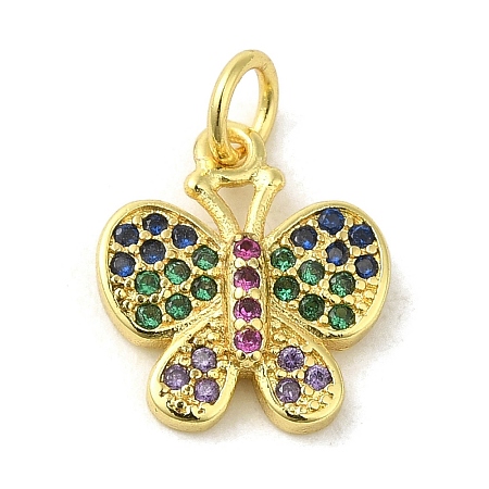 Real 18K Gold Plated Brass Pave Cubic Zirconia Pendants KK-M283-11K-02-1