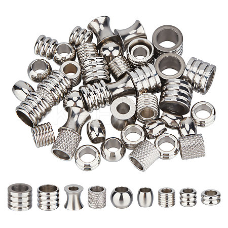54Pcs 9 Style 201 & 304 Stainless Steel Beads STAS-UN0048-89-1