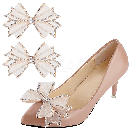 2Pcs Bowknot Polyester Rhinestone Shoe Decorations FIND-GO0002-35-1