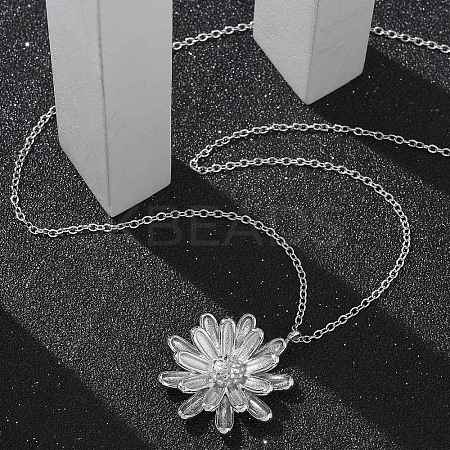 304 Stainless Steel Sunflower Pendant Cable Chain Necklaces for Women NJEW-R011-02P-1
