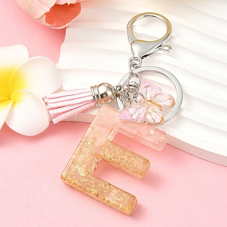 Resin & Acrylic & Faux Suede Tassel Keychain KEYC-YW00123-05-1