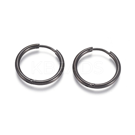 304 Stainless Steel Huggie Hoop Earrings LS-EJEW-F111A-20mm-B-1