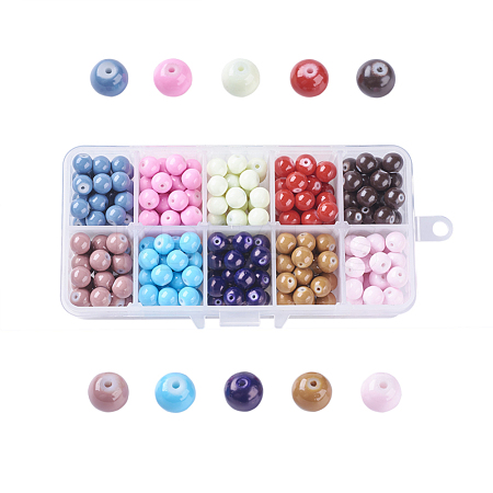 10 Colors Painted Glass Beads DGLA-JP0001-04-1