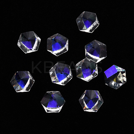 Hexagon Transparent Glass Cabochons MRMJ-T009-100-1
