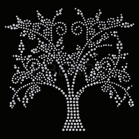 Tree of Life Glass Hotfix Rhinestone DIY-WH0419-59-1