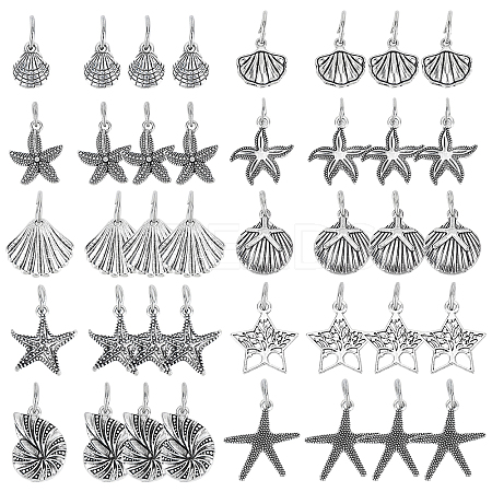 40Pcs 10 Style Tibetan Style Alloy Pendants FIND-PH0003-12-1