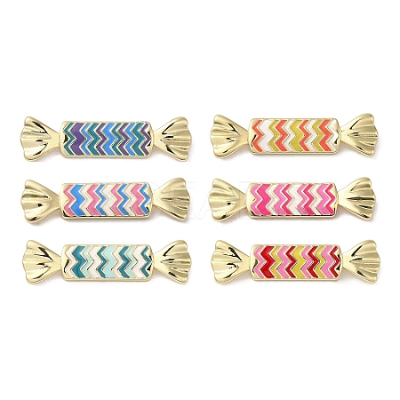 Rack Plating Brass Enamel Connector Charms KK-B092-23G-1