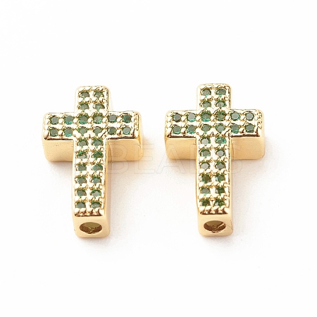 Rack Plating Brass Cubic Zirconia Beads KK-B051-06G-03-1