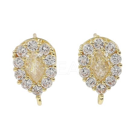 Teardrop Brass Micro Pave Clear Cubic Zirconia Stud Earring Findings LS-KK-C107-13G-1