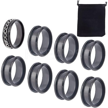 10Pcs Stainless Steel Grooved Finger Ring Settings STAS-UN0039-22D-1