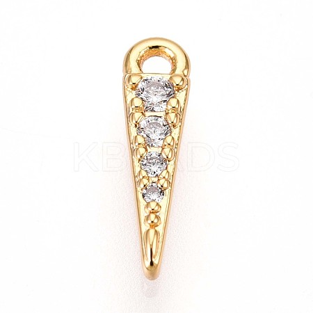 Brass Micro Pave Clear Cubic Zirconia Pendants KK-T075-37G-1