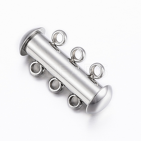 Tarnish Resistant 3-Strands 304 Stainless Steel Slide Lock Clasps LS-STAS-H402-35P-1
