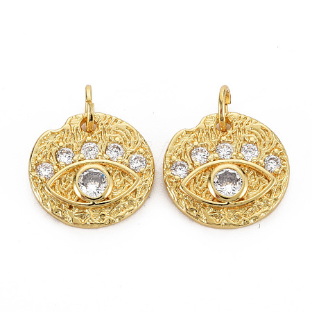 Brass Micro Pave Cubic Zirconia Charms KK-Q252-083-NF-1
