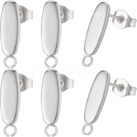 50Pcs Oval 304 Stainless Steel Stud Earring Findings STAS-BBC0004-25-1