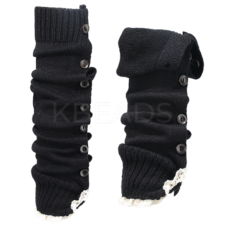 Acrylic Fiber Knit Socks with Button AJEW-WH20080-20B-1