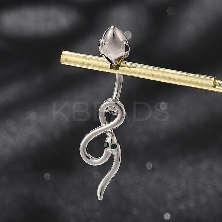 Alloy Rhinestone Snake Curved Barbell Belly Rings LS-AJEW-R007-03P-03-1