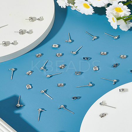 20Pcs Iron Ball Stud Earring Findings STAS-LP0001-67-1