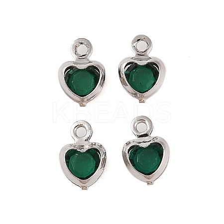 Heart Rack Plating Brass Glass Pendants KK-S385-01P-06-1