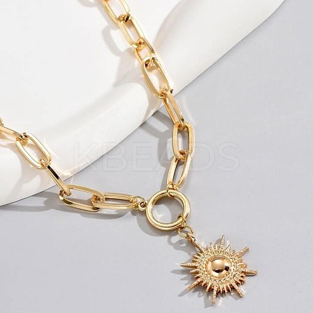 Sun Alloy Pendant Paperclip Chain Necklaces for Women FS-WG180B3-01-1