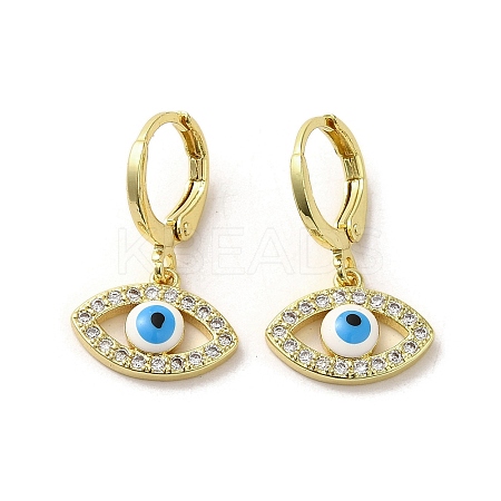Horse Eye Real 18K Gold Plated Brass Dangle Leverback Earrings EJEW-Q797-23G-05-1