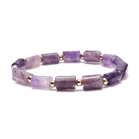Natural Amethyst Column Beaded Stretch Bracelet BJEW-JB08596-04-1