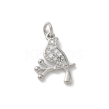 Brass Micro Pave Clear Cubic Zirconia Pendants KK-B155-09P-1
