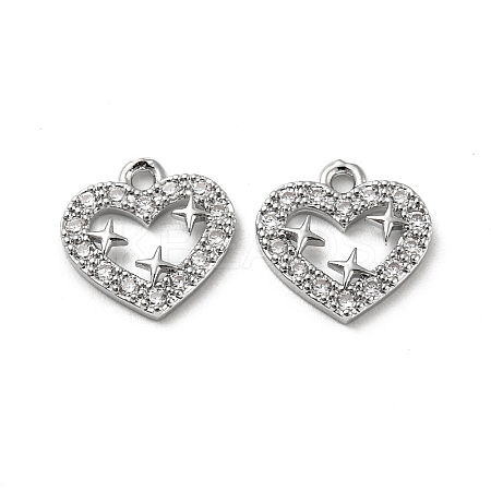 Brass Micro Pave Clear Cubic Zirconia Charms KK-H460-49P-1