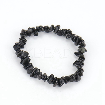 Natural Obsidian Chips Beaded Stretch Bracelet for Women LS-PW-WG72437-14-1