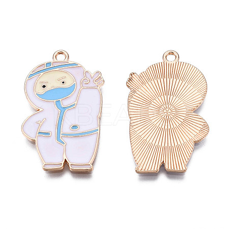 Rack Plating Eco-Friendly Alloy Enamel Pendants ENAM-N052-007-1