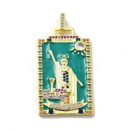 Brass Micro Pave Cubic Zirconia Pendants with Enamel KK-H458-03G-15-1