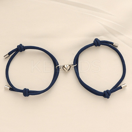 Alloy Heart-shaped Magnetic Braided Rope Bracelets for Couple Girlfriends WG59636-04-1