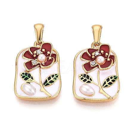 304 Stainless Steel Rhinestone & Enamel & ABS Imitation Pearl Pendants STAS-T072-86A-G-1