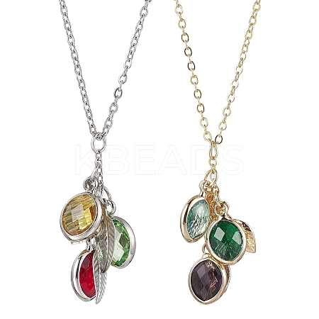 Stainless Steel and Glass Pendant Necklaces NJEW-JN04701-1