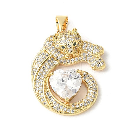 Brass Micro Pave Cubic Zirconia Pendants ZIRC-I071-21G-1