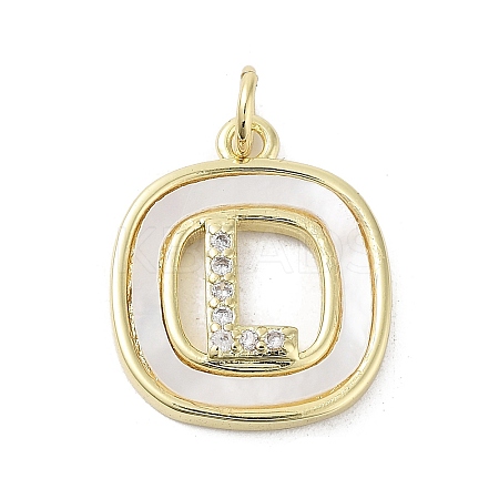 Rack Plating Brass Micro Pave Clear Cubic Zirconia Pendants KK-E102-33G-L-1