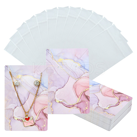 50Pcs Rectangle Hot Stamping Cardboard Paper Jewelry Display Cards CDIS-CJ0001-04-1
